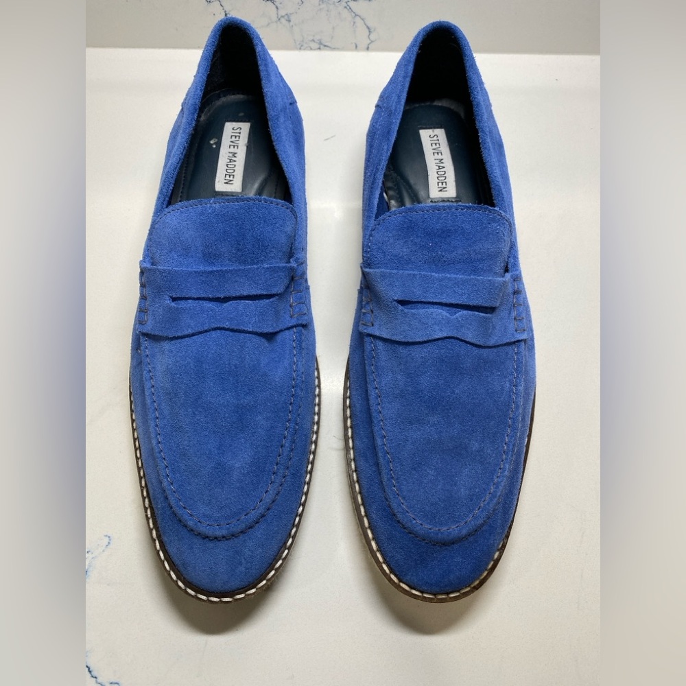 Steve Madden Blue Suede Penny Loafers